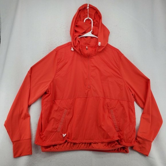 AVIA Shirt Women's Long Sleeve 1/4 Zip Hooded Pullover w/ Toggles Orange XL - Picture 2 of 12
